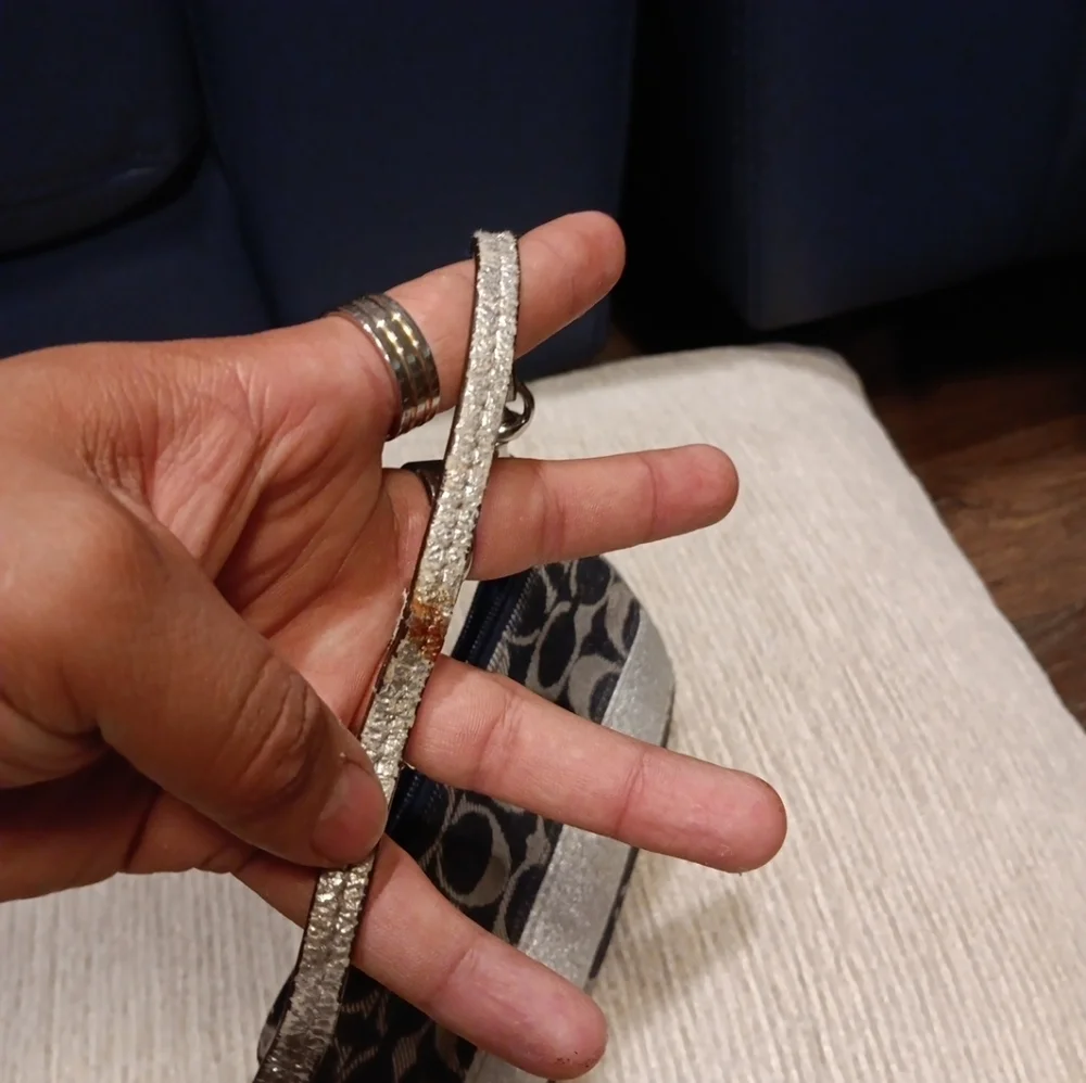 Vintage Coach Black and Silver Wristlet